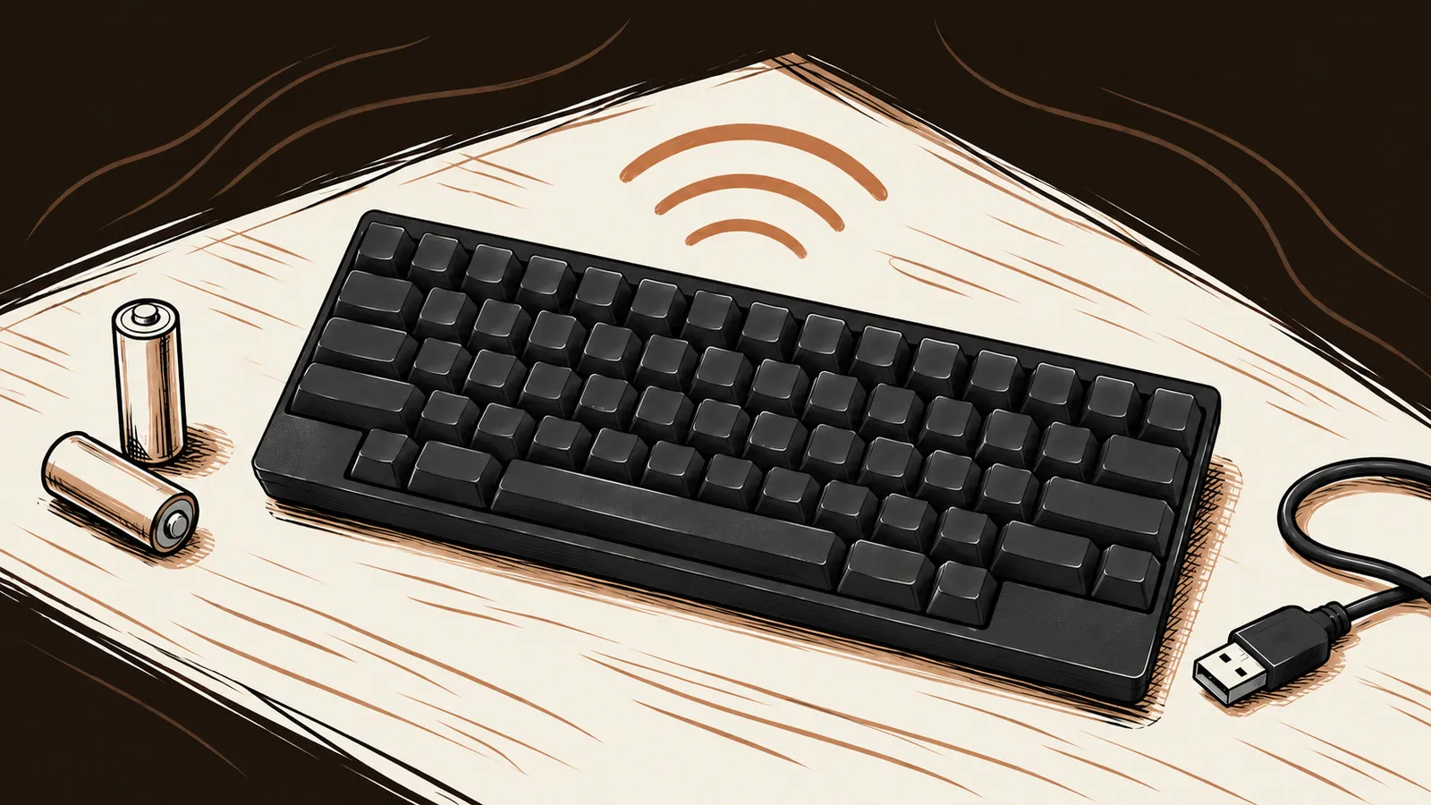 厚みのある筐体と無刻印キーを備えたコンパクトキーボード